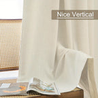 Linen Blackout Curtains 2 Panels – 100% Light Blocking Farmhouse Thermal Insulated Drapes, Rod Pocket Back Tab Ring Clips, Machine Washable, Living Room Bedroom, 9 Colors Multiple Sizes