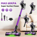 Cordless Stick Vacuum Cleaner 51-68KPa – 3-Speed Adjustable, 45-Min Runtime, Detachable Handheld, LED Floor Brush for Pet Hair, Carpet & Hard Floor