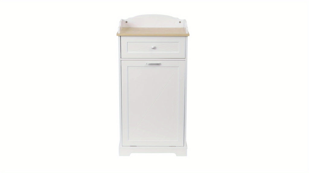 Tilt-Out Trash Can Cabinet 12 Gallon – Hidden Trash Cabinet with Drawers for Kitchen, Pantry & Laundry Room, Freestanding Kitchen Island Storage