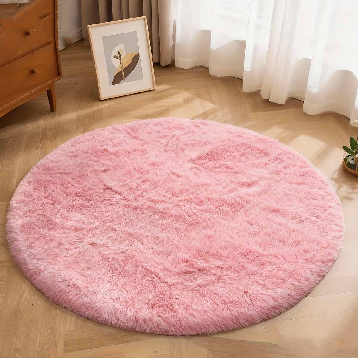 Tie Dye Round Area Rug Soft Plush Shaggy Circle Floor Mat Non-Slip for Living Room Bedroom Dorm – Boho Rainbow & Solid Colors 4x4 5x5 6x6 7x7 8x8 Ft | Home Decor Aesthetic
