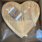 Wooden Heart Prayer Bowl & 30 Prayer Card Set Handcrafted Retro Decorative Bowl with Carved Cross – Christian Home Decor Easter Religious Gift for Prayer Room, Kitchen & Living Space