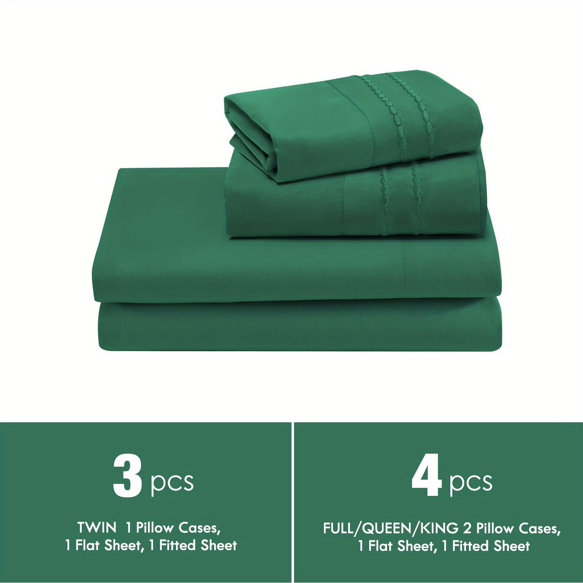 Deep Pocket Bed Sheet Set 3/4 Pcs Cooling Soft Breathable Fade-Resistant Bedding – All-Season Comfort for Twin Full Queen King, 9 Colors, Dorms & Guest Rooms