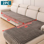 Quilted Short Plush Sofa Protector Set of 2 Ultra Soft Thick Non-Slip Sofa Mat – Pet Friendly, Machine Washable, Fits 3-Seater Sofa, Chaise & Bed Chair, Contemporary Home Decor
