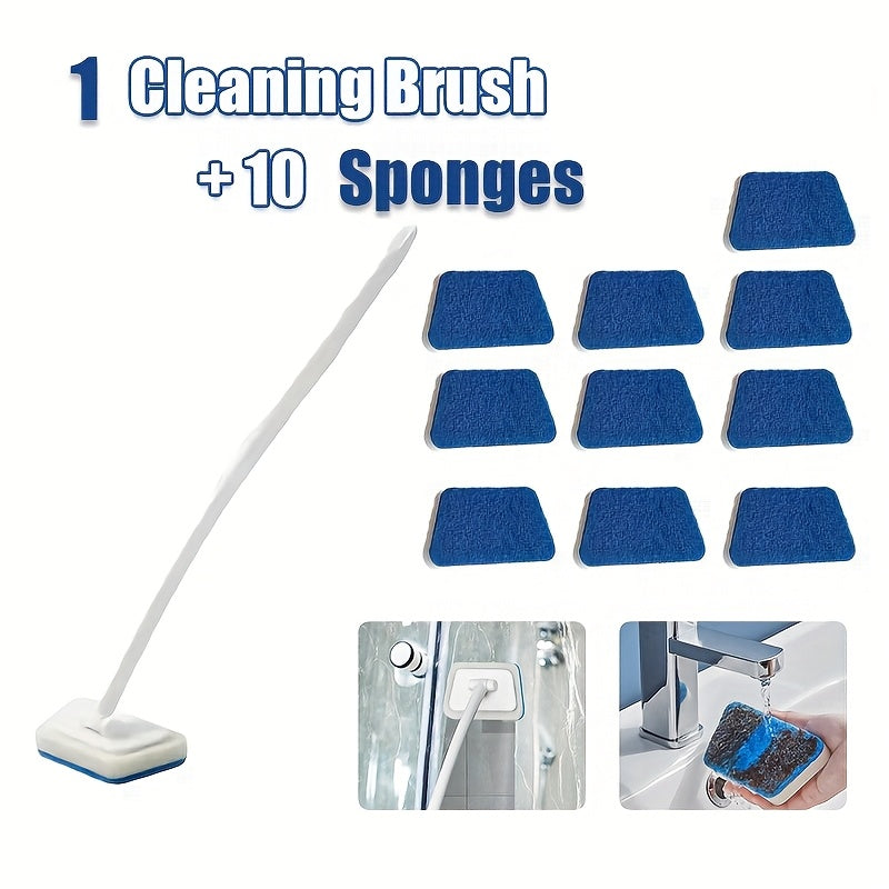 Shower & Bathtub Cleaning Brush Set with Replaceable Heads – Tile, Wall, Floor & Window Glass Scrubber – 7pc / 11pc / 16pc