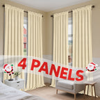 Semi-Sheer Curtains 4 Panels – Modern Light Filtering Window Drapes with Rod Pocket & Eyelet for Living Room, Bedroom & Office, Easy Install No Bleach Care