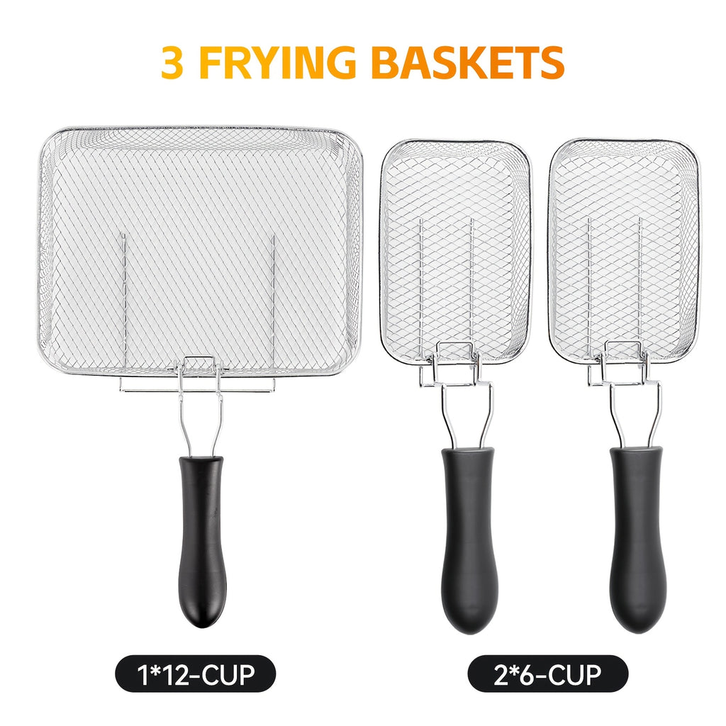 1700W Large Electric Deep Fryer with Time & Temperature Control Stainless Steel View Window Lid Frying Basket 101oz & 1.32 Gallon