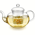 1000ml Borosilicate Glass Teapot with Removable Infuser – Gooseneck Loose Leaf Tea Pot, Microwave & Stovetop Safe, Gift Box Included (Teapot Only or Set with 4 Cups)