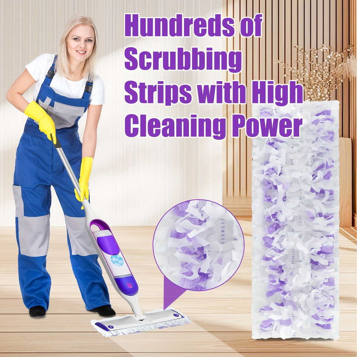 50 Count Disposable Power Mop Pad Refills Dry & Wet Use – Multi-Surface & Wood Floor Mop Pad Replacement Compatible with Swiffer PowerMop (No Mop Rod Included)