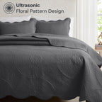 Luxury Quilted Bedspread Set 3 Piece Floral Coverlet with Pillow Shams Breathable Lightweight All Season - Twin Queen King California King 16 Colors