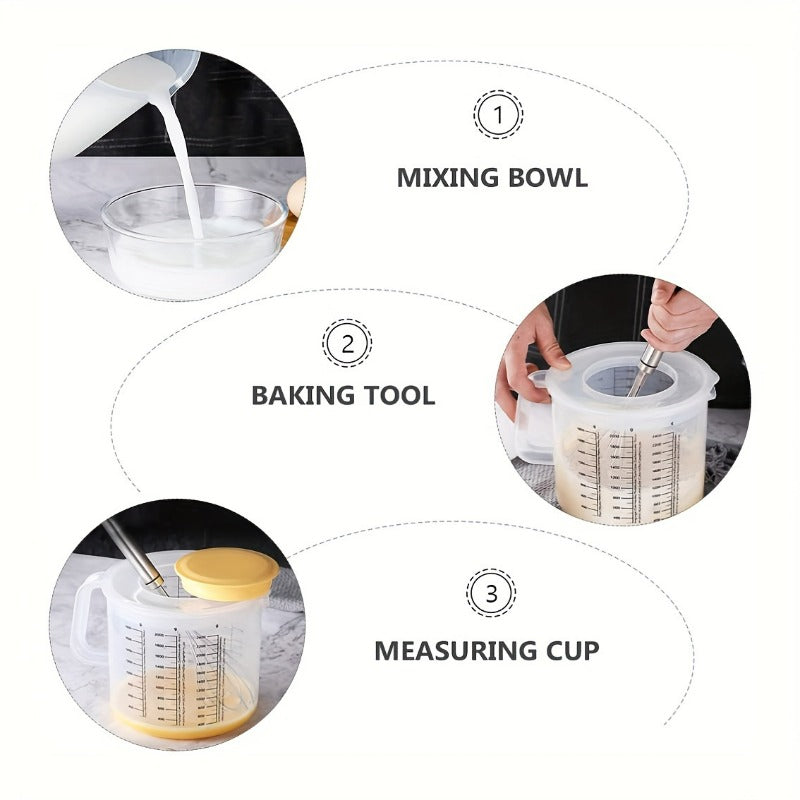 2.5L Mixing Bowl with Lid, Measuring Cup & Scale – Splash-Proof, Durable Plastic, 84.5oz Large Capacity for Salad, Baking & Food Storage
