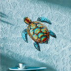 Colorful Metal Turtle Wall Art – Intricate Swirling Pattern Metal Wall Hanging Decor | 14.37 x 15.75 Inch Boho Wall Sculpture for Living Room, Entryway & Door | Unique Housewarming Gift