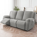 8-Piece Recliner Slipcover Set for 3-Seat Sofa – Flexible Soft Slide Sleeve Furniture Protector with Pocket, Stretch Couch Cover for Living Room, Office & Sofa Chair