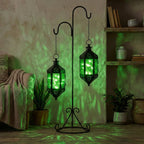 Moroccan Hanging Candle Lantern with Chain – Vintage Boho Style Iron & Glass Tealight Holder for Home, Patio, Garden, Wedding & Ramadan Decor (23.5" Overall)