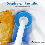 SOPAMI Wall-Mounted Toilet Brush Kit with Storage Caddy & Disposable Heads – No-Drill Install, Auto Open/Close Lid, 16.93-Inch Long Handle, Anti-Dirty Hands, No Dead Angle Deep Clean, 16 or 32 Brush Heads
