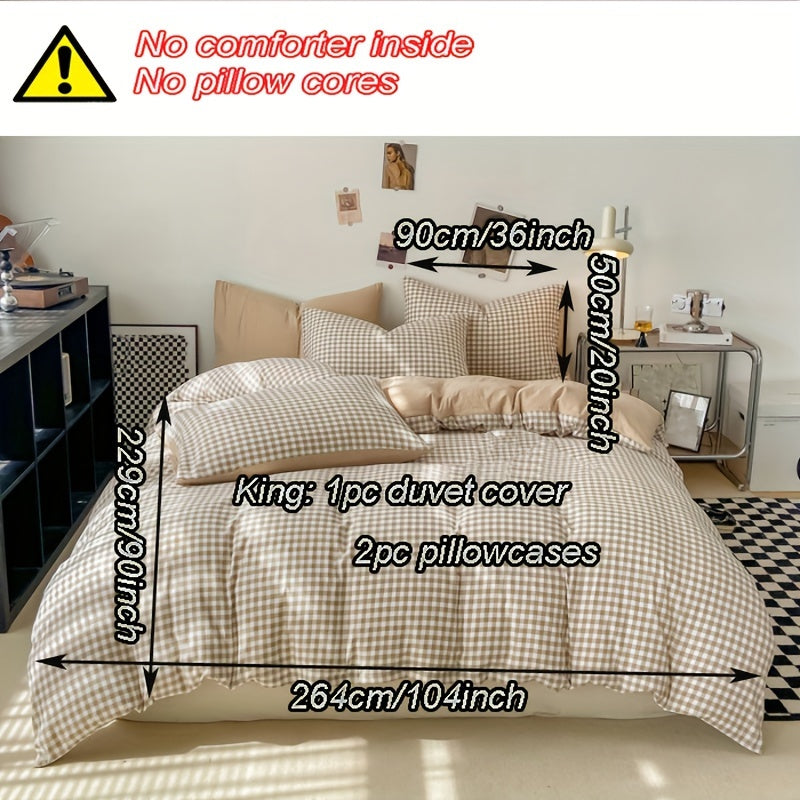 Plaid Print Duvet Cover Set 2-3 Piece with Pillowcases No Insert Minimalist Soft Comfortable Bedding - Twin Twin XL Full Queen King Bedroom Guest Room