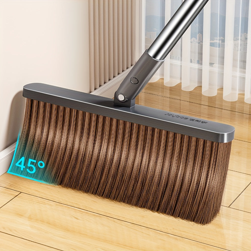 Extended Handle Broom and Dustpan Set with Extra Broom Head – Comb Teeth, Unflagged Bristles & 4-Section Stainless Steel Handle for Hard Floors, Home, Office & Outdoor