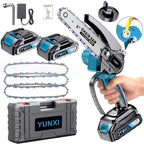 Mini Cordless Chainsaw Handheld Electric Pruning Saw with Splash Guard Security Lock Rechargeable Battery for Tree Branch Garden Yard Trimming Gift for Men