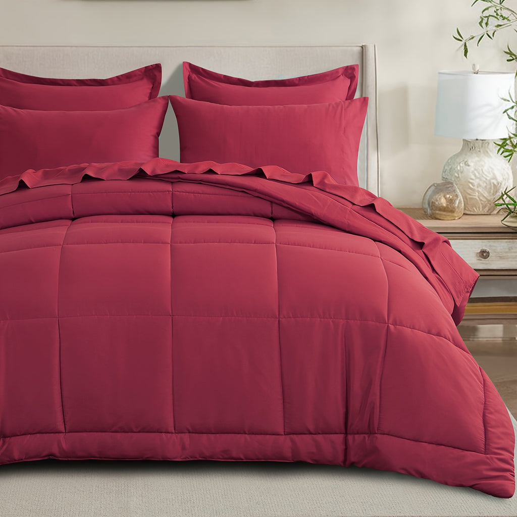 Bed in a Bag Queen 7 Piece Fluffy Comforter Set – Ultra-Soft Microfiber Bedding with Comforter, Fitted Sheet, Flat Sheet & 4 Pillowcases, Hypoallergenic Breathable All Season Bedding Gift for Her