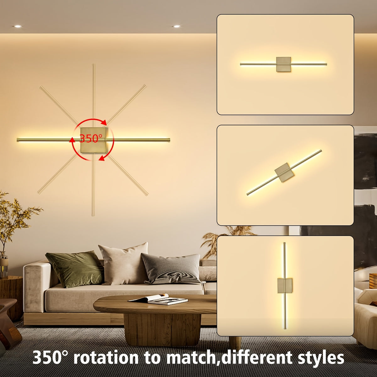 2-Pack Battery Operated Wall Sconces Wireless LED Dimmable Wall Lights with Remote & Touch Control – 350° Rotatable Cordless Wall Lamp for Bedroom, Hallway & Living Room