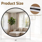 Round Wall Mirror 20 24 28 30 Inch – Circle Vanity Mirror for Bathroom, Bedroom & Living Room | Anti-Rust Modern Decor | Black & Gold