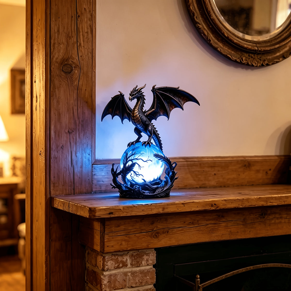 Gothic USB Night Light LED Resin Carving with Luminous Sphere – Ambient Bedroom Living Room Decor Light for Festival Parties, Collectors & Gothic Gift Enthusiasts
