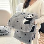 Double-Sided Velvet Plaid Blanket Super Soft Machine Washable for Home Bedroom Sofa Travel Panda Print Black White Blue Green Yellow Pink Coffee 4 Sizes