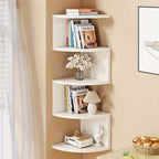 Wall-Mounted 5-Tier Corner Storage Shelf Floating Rack for Living Room, Bedroom, Kitchen, Bathroom & Office, Space-Saving Decorative Corner Organizer in Black or White, Easy Install