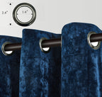 Luxury Distressed Crushed Velvet Curtains - 4-Piece Set (2 Panels + 2 Tiebacks), Grommet Top, Room Darkening | 10 Colors, 3 Sizes