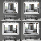 Anti-Fog LED Bathroom Mirror with Dual Light Source & 3-Color Modes | Wall Mount Vanity Mirror | 120V US Plug | 4 Sizes