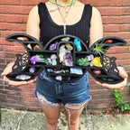 Double Moon Fairy Wooden Crystal Display Shelf, Crescent Moon Floating Wall Shelf for Crystals & Gemstones, Boho Witchy Room Decor, Altar Shelf, Aesthetic Bedroom & Living Room Decor