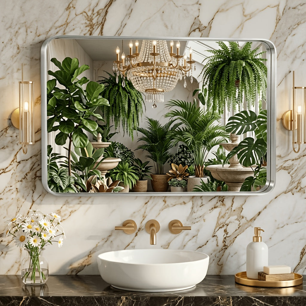 Metal Framed Rounded Rectangle Wall Mirror for Bathroom – Over Sink, Horizontal or Vertical Hanging, Modern Farmhouse Decor, Matte Black, Gold & Silver, Multiple Sizes 16x20 to 36x48 In