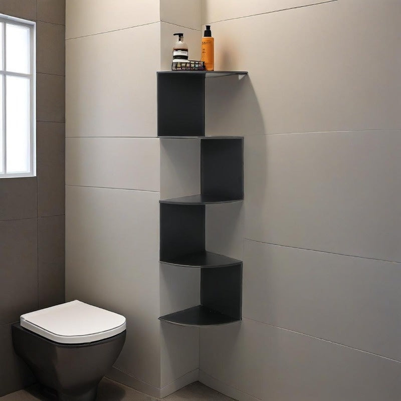 Wall-Mounted 5-Tier Corner Storage Shelf Floating Rack for Living Room, Bedroom, Kitchen, Bathroom & Office, Space-Saving Decorative Corner Organizer in Black or White, Easy Install