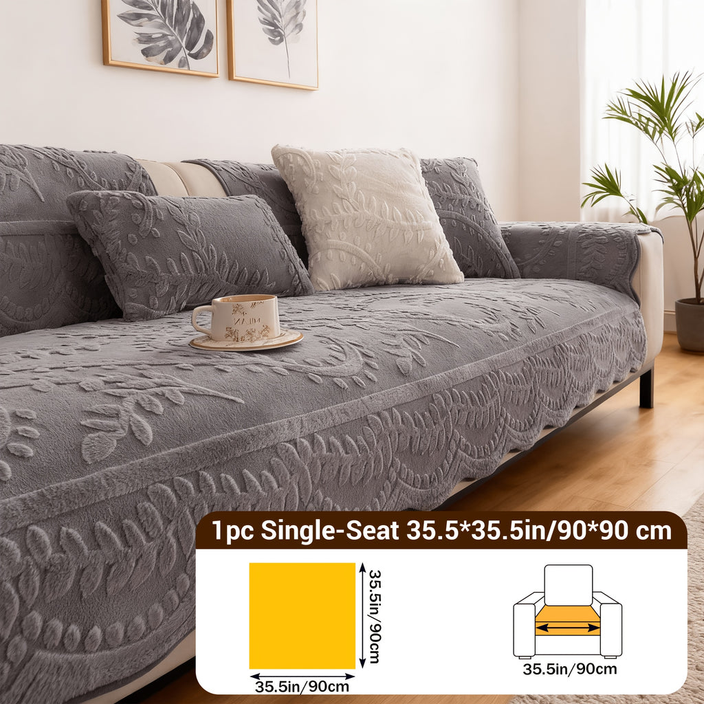 Thick Faux Rabbit Plush Sofa Cover – Soft Non-Slip Washable Pet-Friendly Furniture Protector for Living Room, Bedroom & Office – 4 Colors, Armrest to 4-Seat