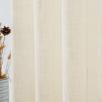 Linen Textured Semi-Sheer Grommet Curtains – Light Filtering Farmhouse Panels | Set of 2