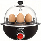 Electric Egg Cooker 7-Egg Capacity Rapid Egg Boiler with Musical Buzzer & Overheat Protection - Hard Soft Medium Boiled Eggs, Egg Poacher & Mini Food Steamer - Easy Clean, Black
