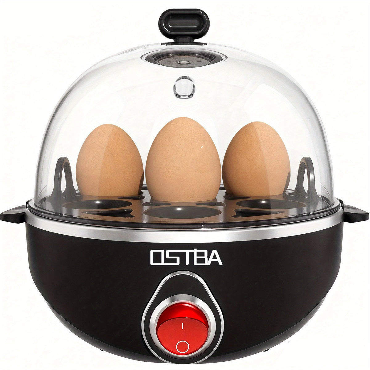 Electric Egg Cooker 7-Egg Capacity Rapid Egg Boiler with Musical Buzzer & Overheat Protection - Hard Soft Medium Boiled Eggs, Egg Poacher & Mini Food Steamer - Easy Clean, Black