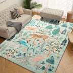 Jungle Animal Area Rug Tiger Print Anti-Slip Soft Floor Mat for Living Room Bedroom Kids Playroom Daycare 5x7 6x9 8x10 9x12