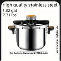 Stainless Steel Pressure Cooker & Stew Pot with One-Twist Lock Lid – 1.32, 1.59 & 2.11 Gal Sizes, Induction & Gas Compatible, Dishwasher Safe for Family Meals