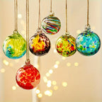 Hand-Blown Glass Witch Balls Friendship Balls Set of 6 Hanging Glass Gazing Spheres for Garden Home Classroom Christmas Halloween Thanksgiving Birthday Gift