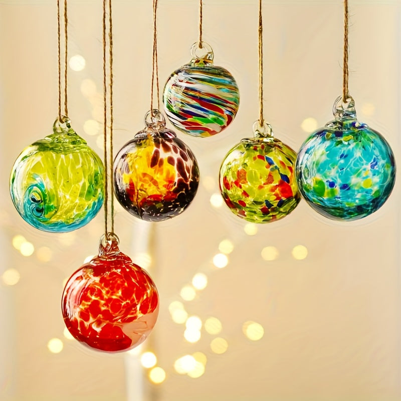Hand-Blown Glass Witch Balls Friendship Balls Set of 6 Hanging Glass Gazing Spheres for Garden Home Classroom Christmas Halloween Thanksgiving Birthday Gift
