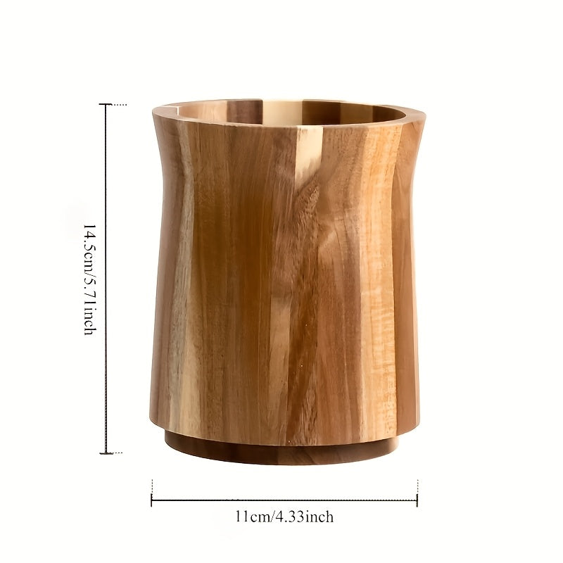 Wood Utensil Holder & Chopstick Organizer – Space-Saving Countertop & Cabinet Cutlery Storage with Chopstick Cage, No Screws or Adhesive, Kitchen Drawer Insert for Spoons, Knives & Asian Chopsticks