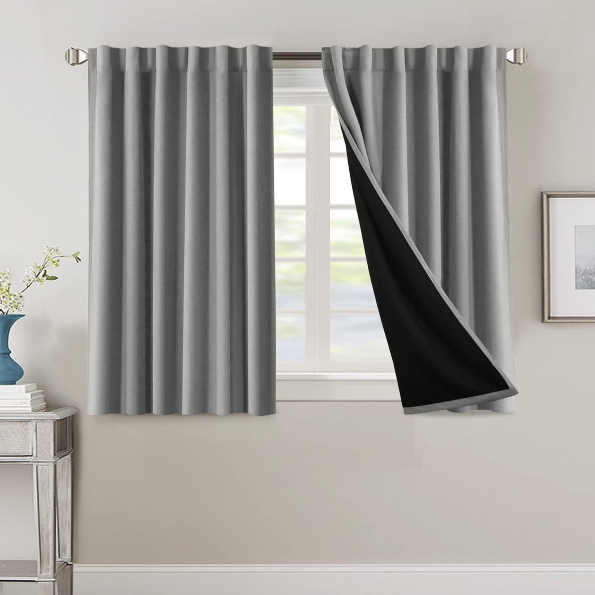Blackout Curtains 2 Panels 100% Room Darkening 96 Inch Long – Triple Weave Thermal Insulated Back Tab & Rod Pocket Window Drapes for Bedroom & Living Room