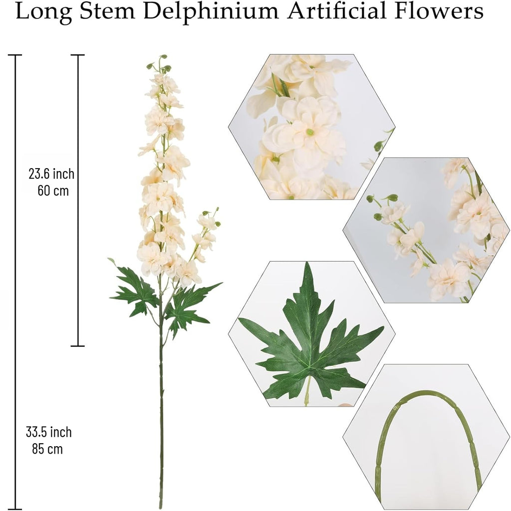 Artificial Delphinium Flowers 6pcs 33.5 Inch Long Stem Faux Snapdragon for Vase, Wedding, Home & Party Decor
