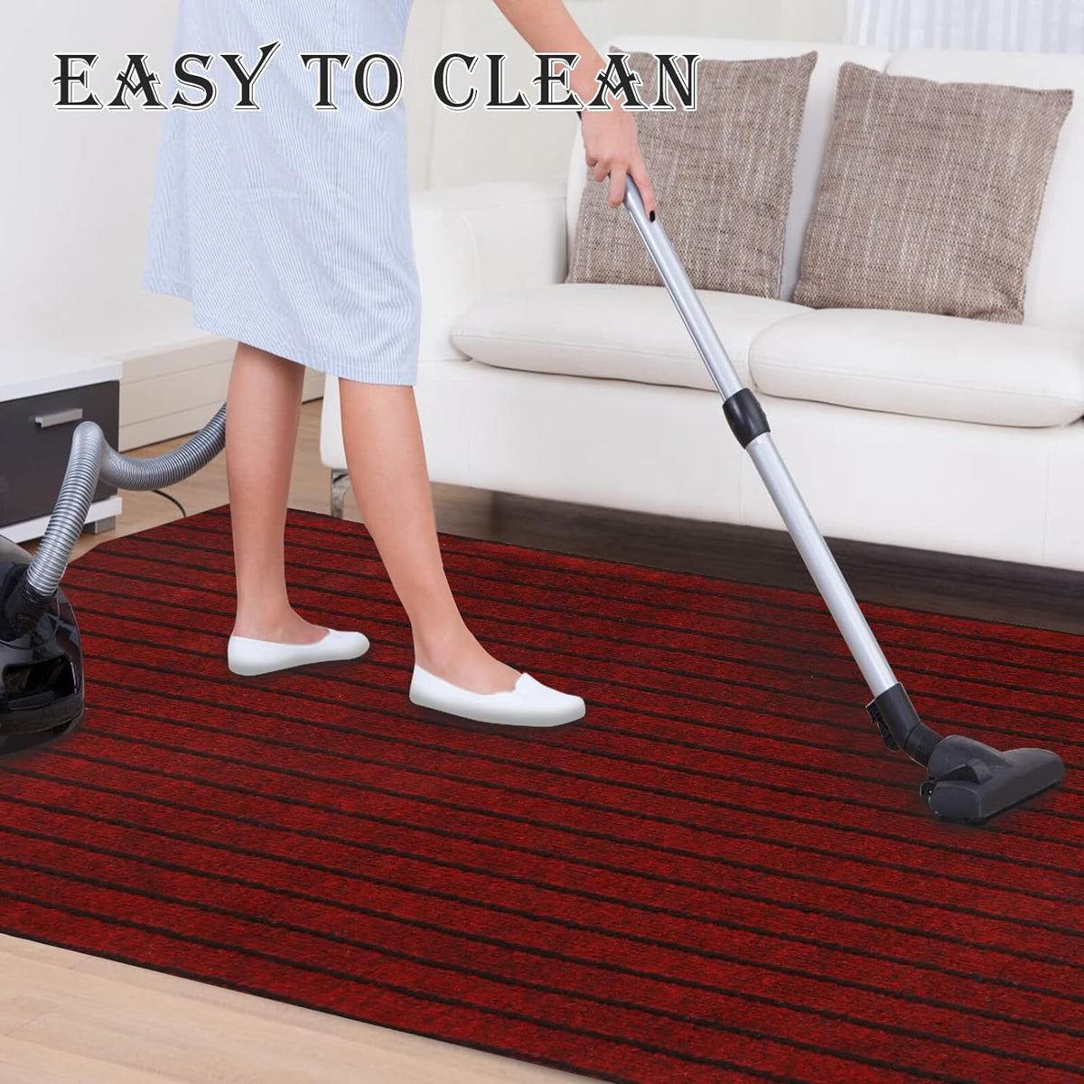 Runner Rug for Hallway Entryway Kitchen – Indoor Outdoor Non-Slip Rubber Backing, 200+ Custom Sizes, 8 Colors, Stain Resistant Low Pile Carpet Runner