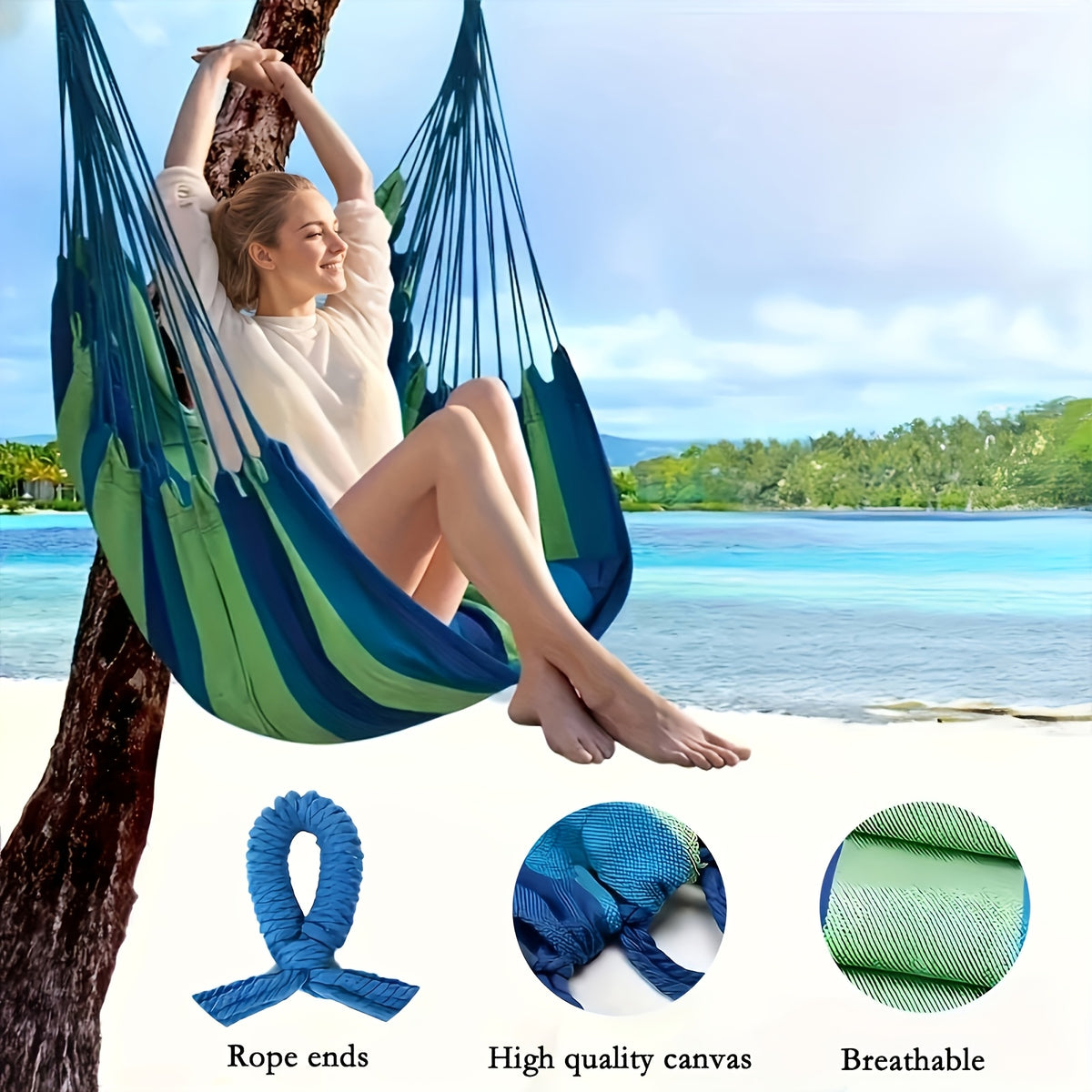 Hammock Chair Outdoor Swing Leisure Chair with Hanging Ropes Storage Bag Optional Pillow Garden Terrace Camping Orange Red Teal Black Gray