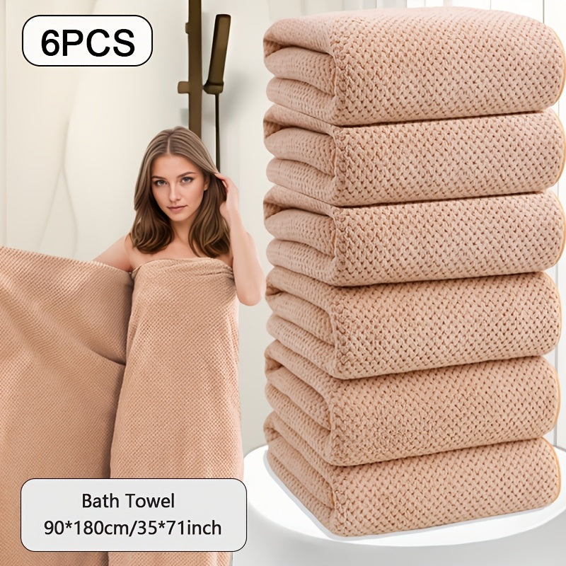 Oversized Striped Bath Towel Set – Absorbent Quick-Dry Adult Bath Towels for Spa, Hotel & Home | Available as Single or 6-Piece Set | Multiple Colors