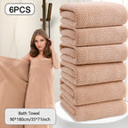 Oversized Striped Bath Towel Set – Absorbent Quick-Dry Adult Bath Towels for Spa, Hotel & Home | Available as Single or 6-Piece Set | Multiple Colors