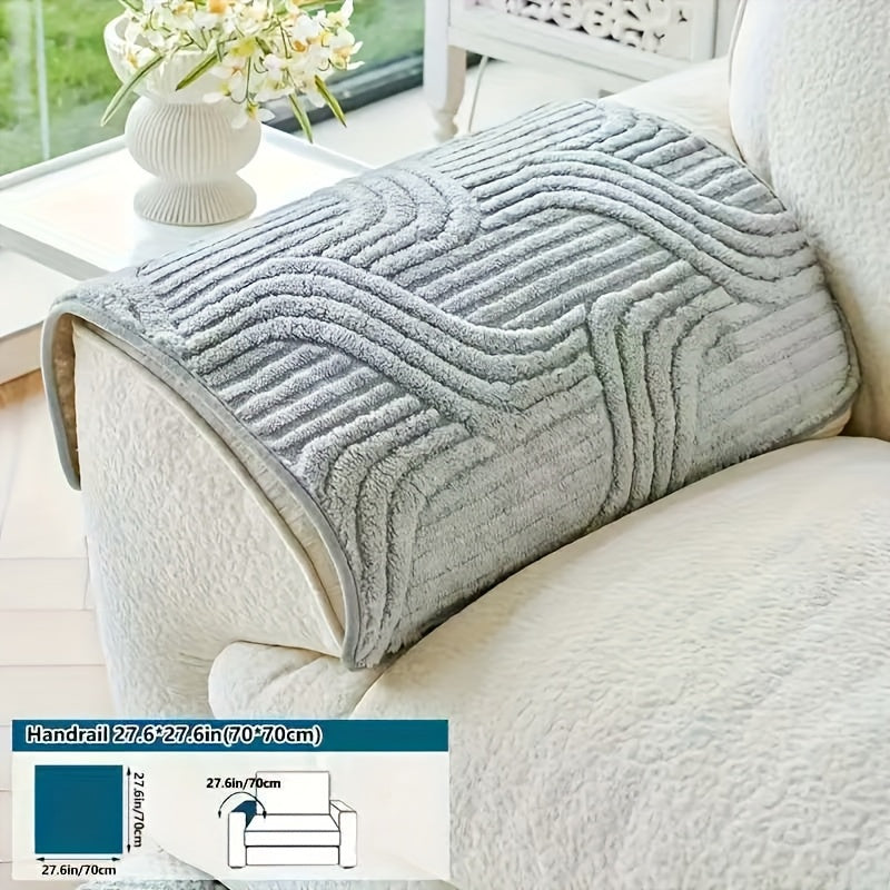 Bohemian Plush Sofa Pad Slipcover – Modern Luxury Faux Fur Non-Slip Couch Cover, All Season Machine Washable Pet Friendly Soft Seat Cushion Protector for Living Room Bedroom Office Home Decor