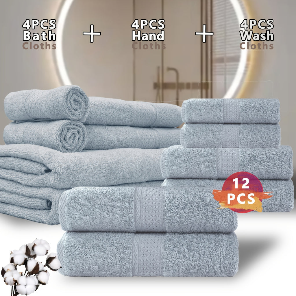 100% Cotton Bath Towel Set 12 & 24 Piece – 450 GSM Soft Absorbent Towels with Bath Towels, Hand Towels & Washcloths | Spa Quality for Home, Travel & Gifts