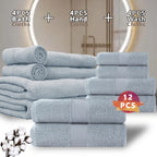 100% Cotton Bath Towel Set 12 & 24 Piece – 450 GSM Soft Absorbent Towels with Bath Towels, Hand Towels & Washcloths | Spa Quality for Home, Travel & Gifts